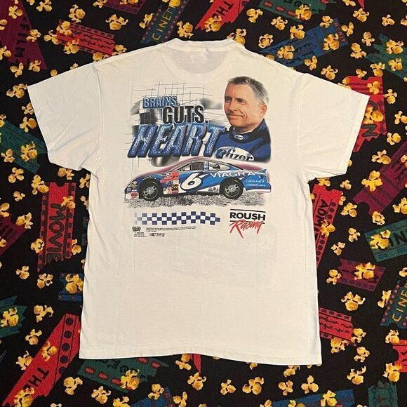 NASCAR Mark Martin #6 Unknown Autographed White Graphic Tee Shirt / Size L - Picture 2 of 6